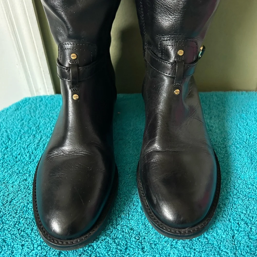 Tory Burch Adeline Women’s Black Leather Riding Boots Sz 8 - Picture 14 of 14